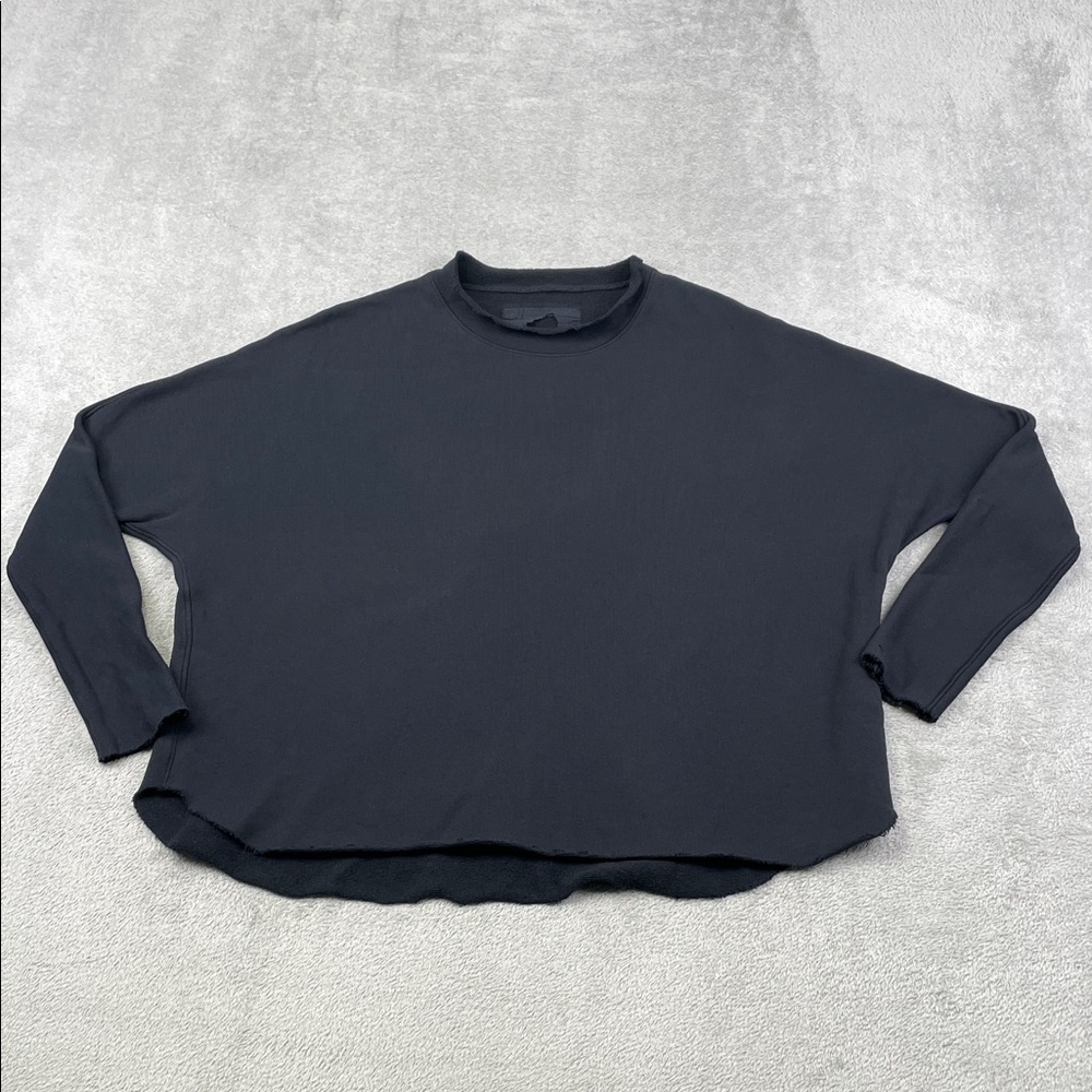 Frank & Eileen XS Anna Long Sleeve Capelet Pullover Sweatshirt Navy Blue FLAW
